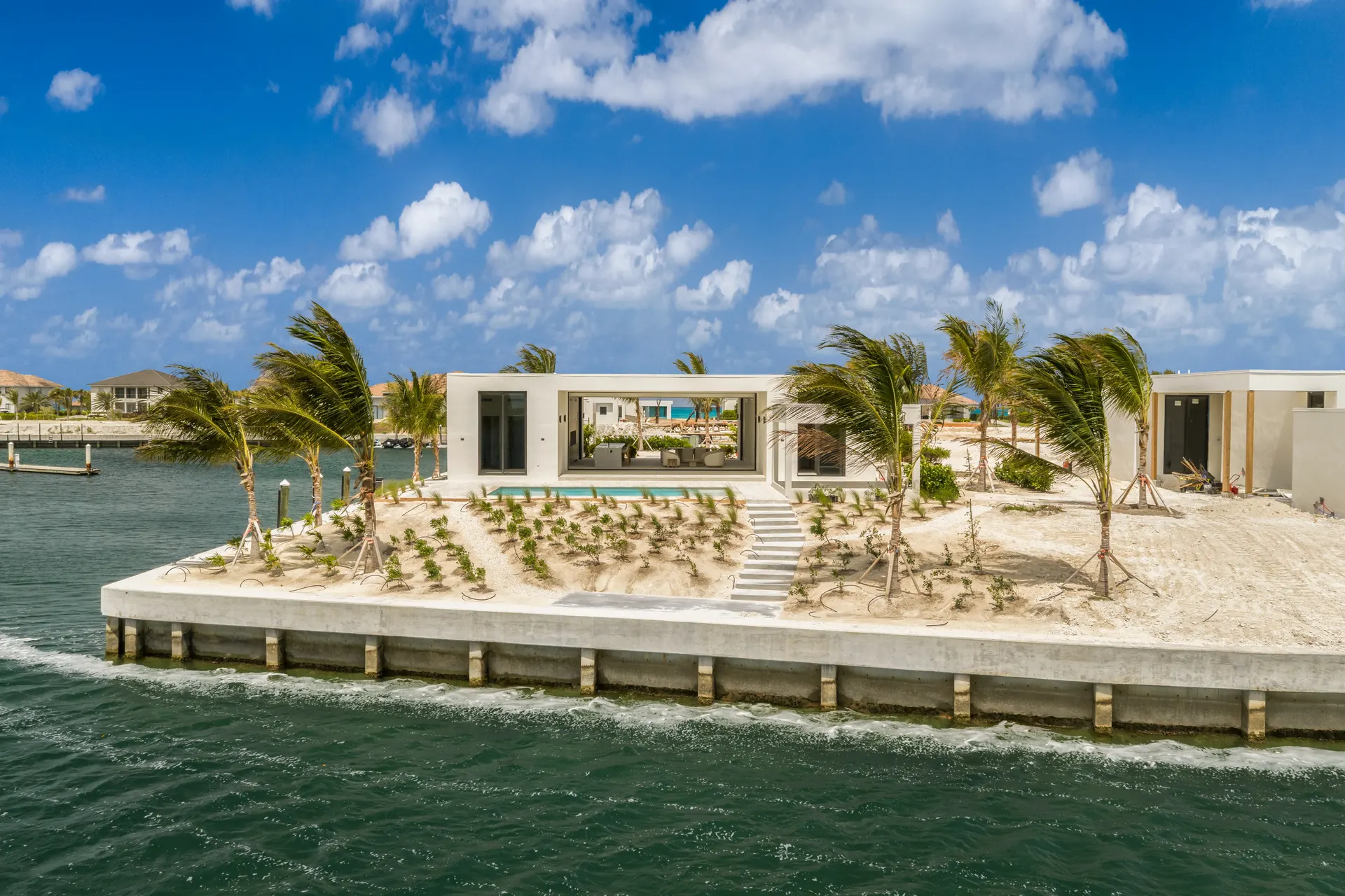 Modern villa on a canal point